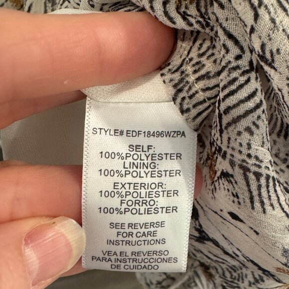 Arula Boho Chic Long Sleeve Dress Size A Beige & Gold Leaf Pattern - Picture 3 of 8